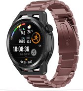Stalen Smartwatch bandje - Geschikt voor Strap-it Huawei Watch GT Runner stalen band - brons-goud - GT Runner - 22mm - Strap-it Horlogeband / Polsband / Armband