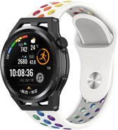 Siliconen Smartwatch bandje - Geschikt voor Strap-it Huawei Watch GT Runner sport band - wit kleurrijk - GT Runner - 22mm - Strap-it Horlogeband / Polsband / Armband