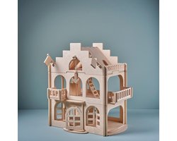 Houten speelgoed Herenhuis / Poppenhuis. Voor kinderen vanaf 3 jaar. Gemaakt in Nederland door Lovelties! Een heerlijk huisje voor urenlang speelplezier.