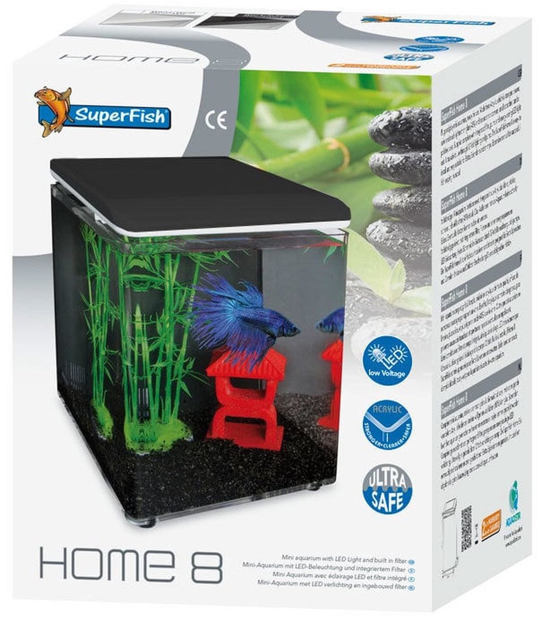 Bol.com Superfish Home Aquarium - 20.5x20.5x25.7 cm - 8L - Zwart aanbieding