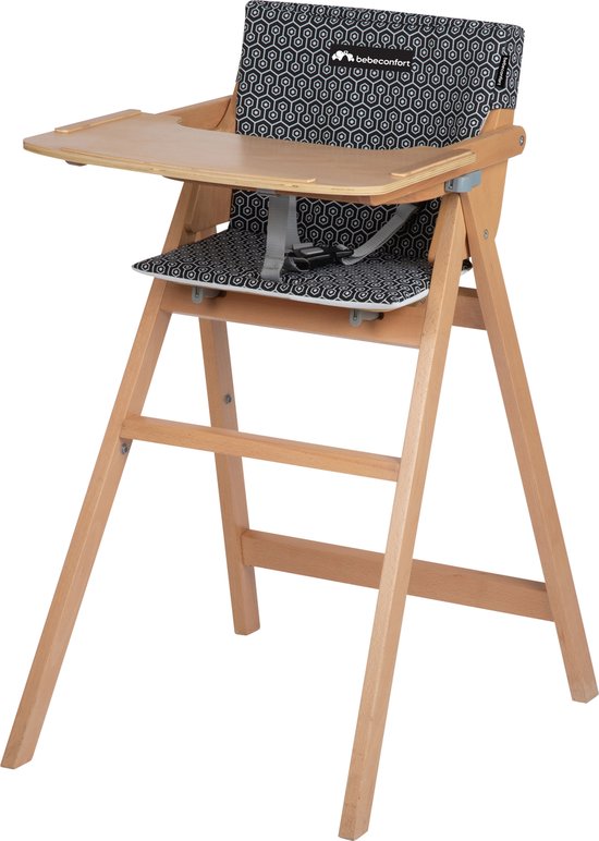 Chaise haute Bebeconfort Nordik avec coussin réducteur - Wood Natural /Geo  Metric