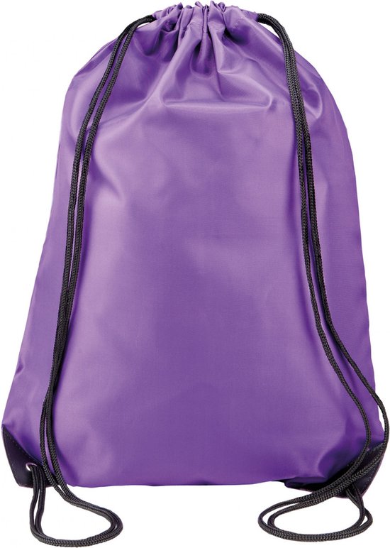 8x stuks sport gymtas/draagtas in kleur paars met handig rijgkoord 34 x 44 cm van polyester en verstevigde hoeken