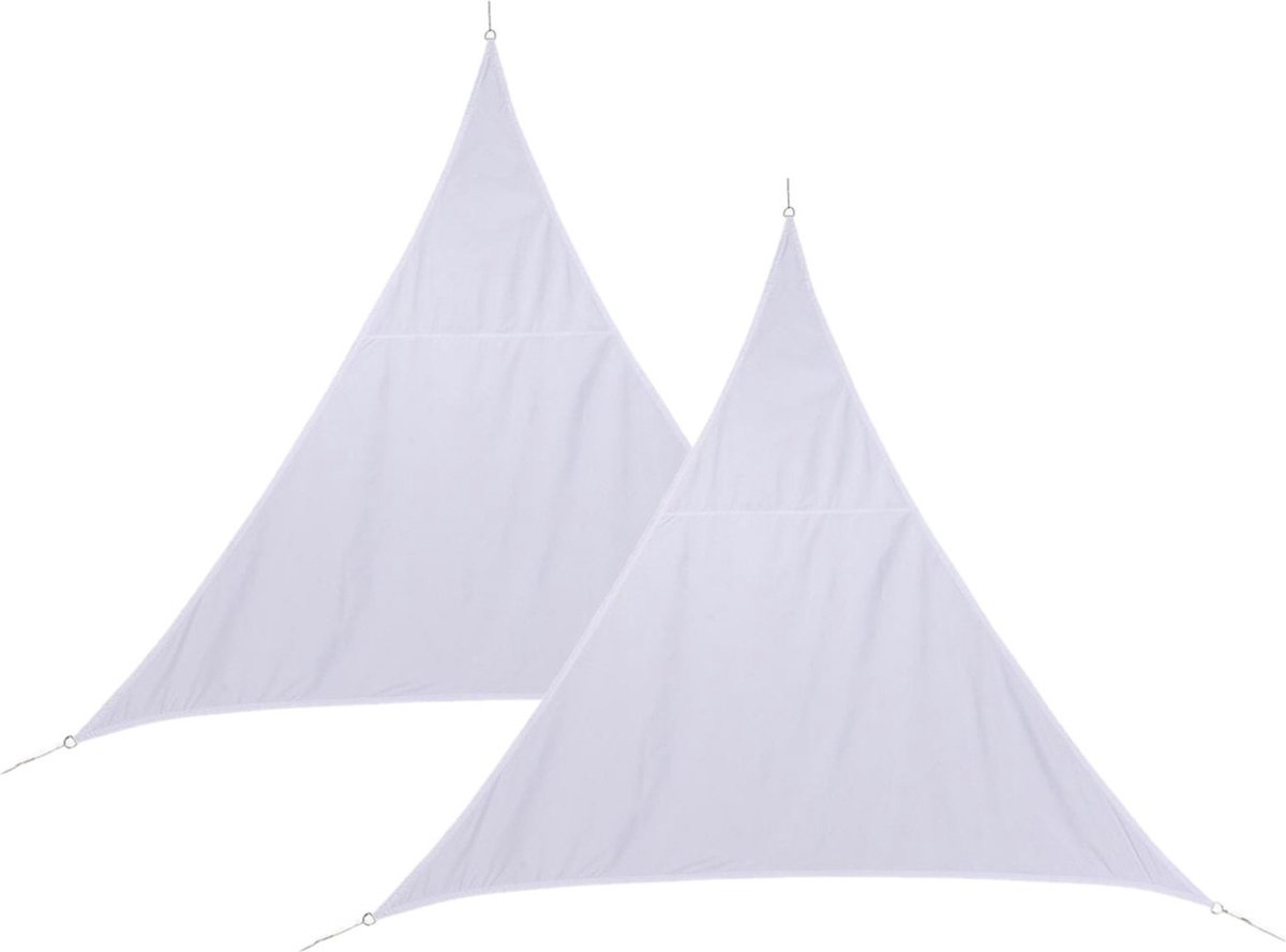 Set van 2x stuks schaduwdoek/zonnescherm Curacao driehoek wit waterafstotend polyester - 2 x 2 x 2 meter