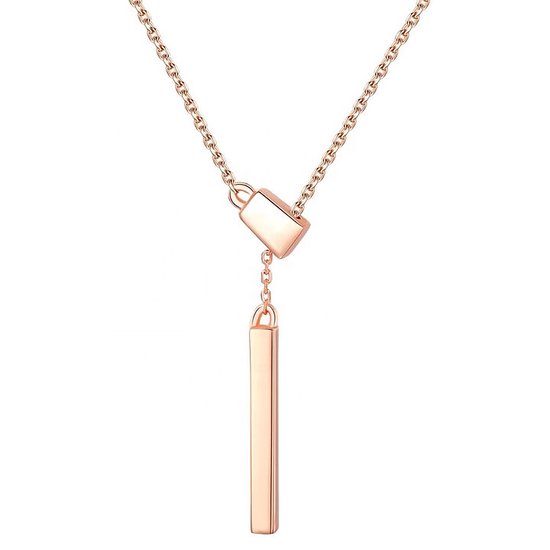 Collier argent 925 - Or rose - Collier pendentif couleur or contemporain - Emballage cadeau - Bijoux - Fête des mères
