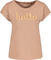 TAIFUN Dames T-shirt met tekstflockprint, GOTS