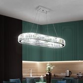 Crystal - Led Kroonluchter Verlichting - Huisverlichting - Chroom - Kroonluchters - Voor Woonkamer - Ovaal D70cm - Licht verwisselbaar