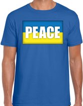 Peace t-shirt blauw heren - Oekraine protest/ demonstratie shirt - vrede - Oekraiense vlag L
