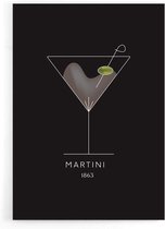 Walljar - Martini Cocktail - Muurdecoratie - Poster