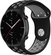 Siliconen Smartwatch bandje - Geschikt voor Strap-it Amazfit GTR 2 sport band - zwart/grijs - GTR 2 - 22mm - Strap-it Horlogeband / Polsband / Armband