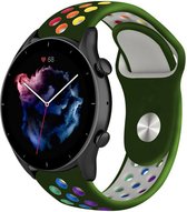 Siliconen Smartwatch bandje - Geschikt voor  Amazfit GTR 3 - Pro sport band - legergroen kleurrijk - GTR 3 & GTR 3 Pro - Strap-it Horlogeband / Polsband / Armband