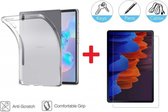 2-In-1 Screenprotector Hoesje Bescherming Protector Set Geschikt Voor Samsung Galaxy Tab S8+ (Plus) 12.4 Inch Tablet - Full Cover Tempered Glass Screen Protector Siliconen Back Bescherm Hoes 