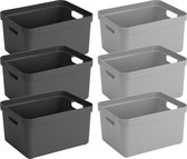 Opbergboxen/opbergmanden - 8x stuks - 32 liter - kunststof - 45 x 35 x 24 cm - zwart/grijs