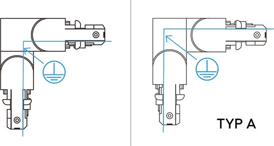 Connecteur de rail de tension - Trion Dual - Connecteur Angle L - Terre Intérieur - 2 Phases - Titane Mat
