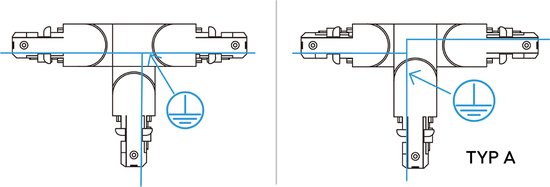 Connecteur de rail de tension - Trion Dual - Connecteur en T - Terre Droite - 2 Phases - Noir Zwart