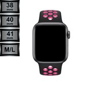 RipaWare Sport Watch bandje - Compatible met Apple - Silicone - 38, 40, 41mm - M/L - zwart / diep roze