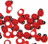 Jumada - Decoratie Lieveheersbeestje - Sticker - 1cm - Hout - 20 stuks - 1cm - Rood - Zwart