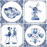 40x stuks Delfts blauw thema papieren tafel servetten 33 x 33 cm - Oud Hollands thema