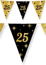 3x stuks leeftijd verjaardag feest vlaggetjes 25 jaar geworden zwart/goud 10 meter