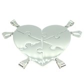 Vriendschapshartje® 6 Puzzelstukjes hart zes vrienden vriendschapskettingen rvs - bff ketting voor 6 - personaliseer - inclusief graveren