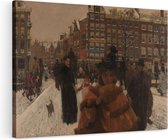 Artaza Canvas Schilderij De Singelbrug bij de Paleisstraat in Amsterdam - George Hendrik Breitner - 120x80 - Groot - Kunst - Wanddecoratie