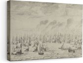 Artaza Canvas Schilderij De Zeeslag bij Terheide - Willem van de Velde - 60x40 - Poster Foto op Canvas - Canvas Print
