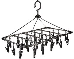 5five Droogcarrousel - zwart - kunststof - 32 knijpers - 52 x 39 cm - van kunststof - Droogrekje - Droogmolen