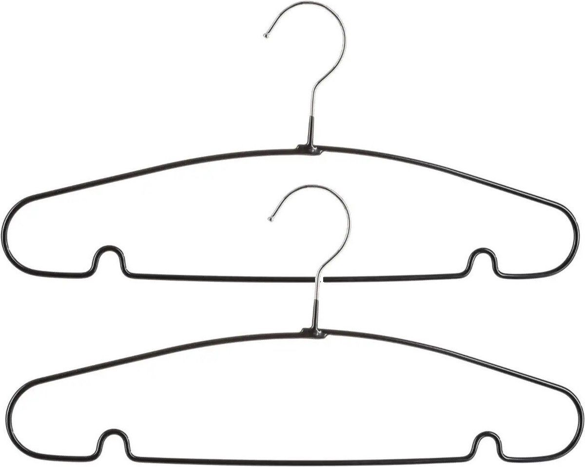 Voordeelset van 30x stuks metalen kledinghangers zwart 39 x 19 cm - Kledingkast hangers/kleerhangers