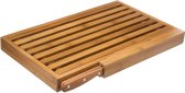 Brood snijplank met kruimel opvangbak 44 x 27 cm van bamboe hout inclusief broodmes - Serveerplank - Broodplank