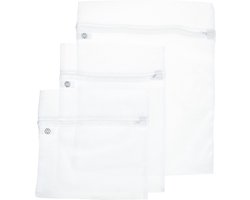 Set van 6x stuks waszakjes/wasnetjes wit in 3 formaten - Wasgoed zakjes - BH zakjes