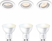 Philips Enneper Inbouwspots met WiZ GU10 Lamp - Warm-Wit tot Koel-Wit Licht - LED - Dimbaar - Spotjes Inbouw - 3 Lichtpunten - Wit