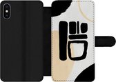 Bookcase Geschikt voor iPhone XS Max telefoonhoesje - Zwart - Cirkel - Abstract - Met vakjes - Wallet case met magneetsluiting