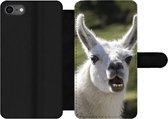 Bookcase Geschikt voor iPhone SE 2020 telefoonhoesje - Lama - Grappig - Kinderen - Jongens - Meisjes - Kids - Met vakjes - Wallet case met magneetsluiting