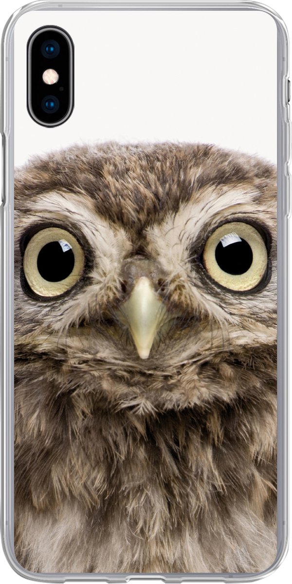 Telefoonhoesje Geschikt voor iPhone Xs hoesje - Uilskuiken - Uil - Portret - Bruin - Vogel - Jongens - Meisjes - Siliconen Telefoonhoesje Telefoonhoesje