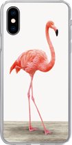 Geschikt voor iPhone X hoesje - Flamingo - Roze - Vogel - Meisjes - Jongens - Kind - Siliconen Telefoonhoesje