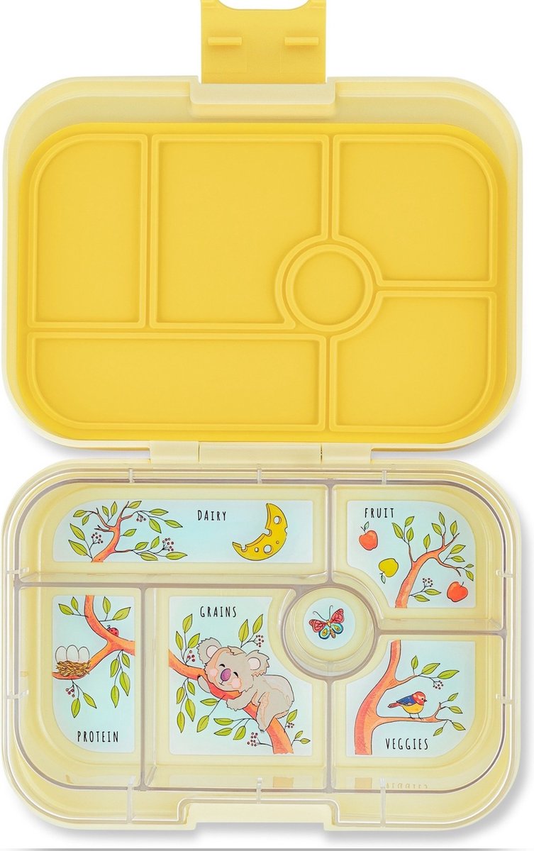 Yumbox Original - lekvrije Bento box lunchbox - 6 vakken - Sunburst geel / Koala tray