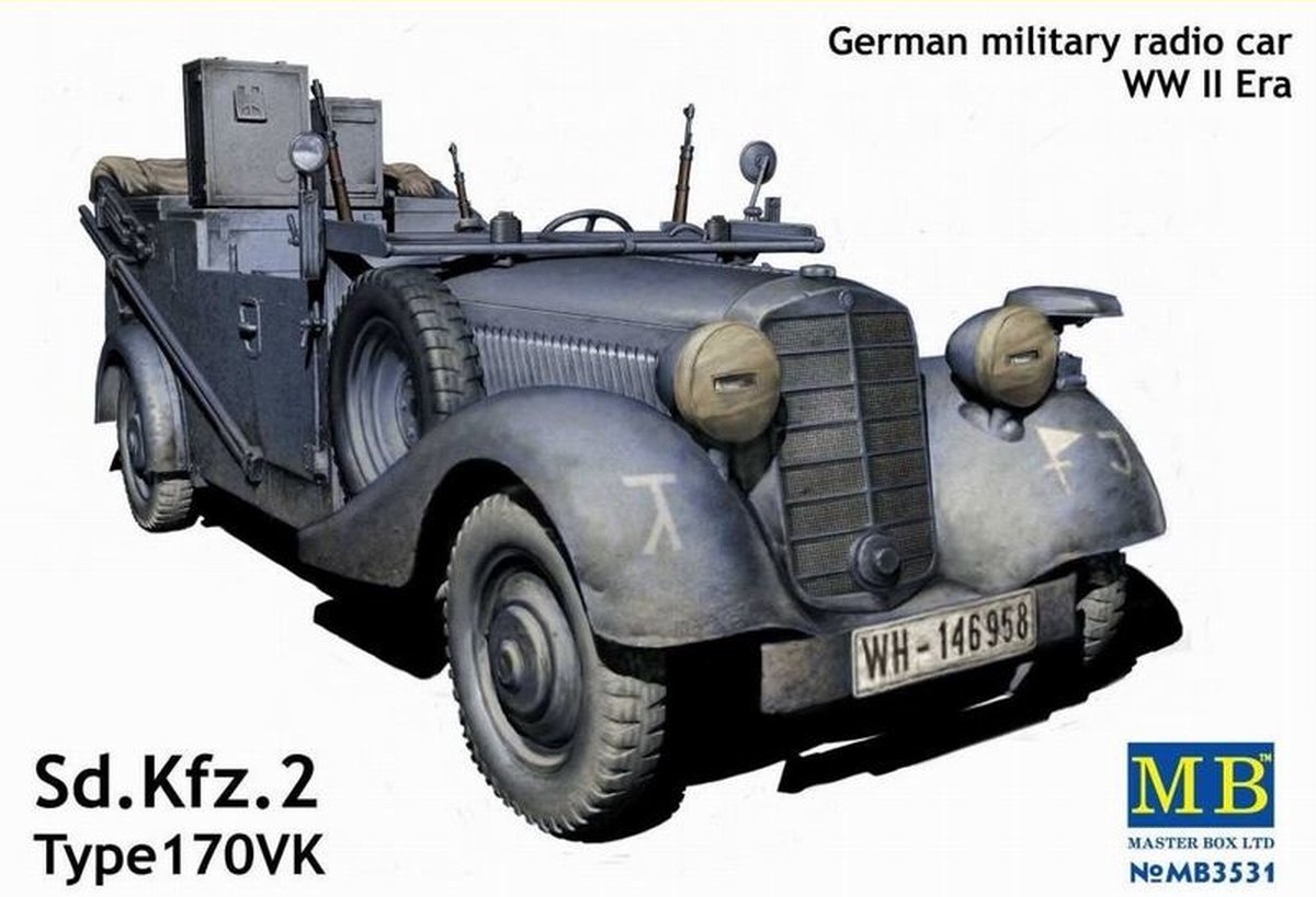 Master Box Modelbouwpakket Auto - 3531 Mercedes-Benz 170 Kfz. 2 Type 170VK - Radio Car WWII Plastic - 1:35 - Modelbouw