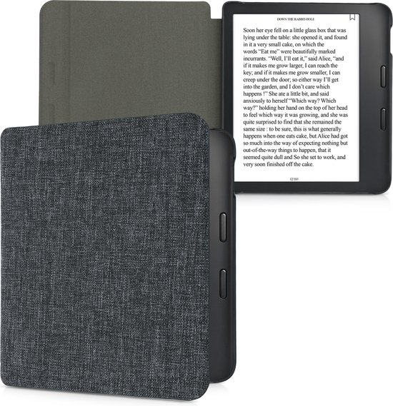 kwmobile hoes geschikt voor Kobo Libra 2 - Stoffen beschermhoes voor e-reader in donkergrijs