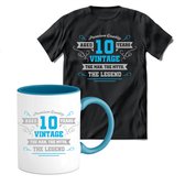 10 Jaar Legend T-shirt met mok giftset Blauw | Verjaardag cadeau pakket set | Grappig feest shirt Heren – Dames – Unisex kleding | Koffie en thee mok | Maat 3XL
