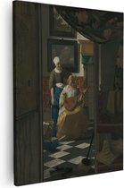 Artaza Toile Peinture La Lettre d'Amour - Johannes Vermeer - 40x50 - Art - Impression sur Toile