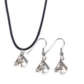 2-Delige- Paard sieraden set-ketting-Oorbellen aan zilveren oorbel haak-Charme Bijoux