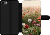 Bookcase Geschikt voor iPhone SE 2020 telefoonhoesje - Klaproos - Kleuren - Pastel - Met vakjes - Wallet case met magneetsluiting