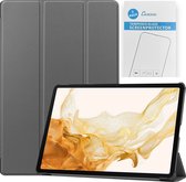 Tablet hoes & 2-Pack Screenprotector geschikt voor Samsung Galaxy Tab S8 Plus - 12.4 Inch - Auto Wake/Sleep functie - Grijs
