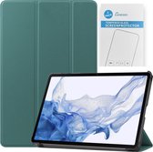 Tablet hoes & 2-Pack Screenprotector geschikt voor Samsung Galaxy Tab S8 - 11 Inch - Auto Wake/Sleep functie - Donker Groen