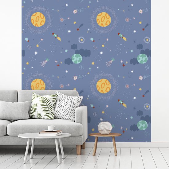 Behang - Fotobehang Patroon - Jongens - Kinderen - Ruimte - Breedte 240 cm x hoogte 260 cm