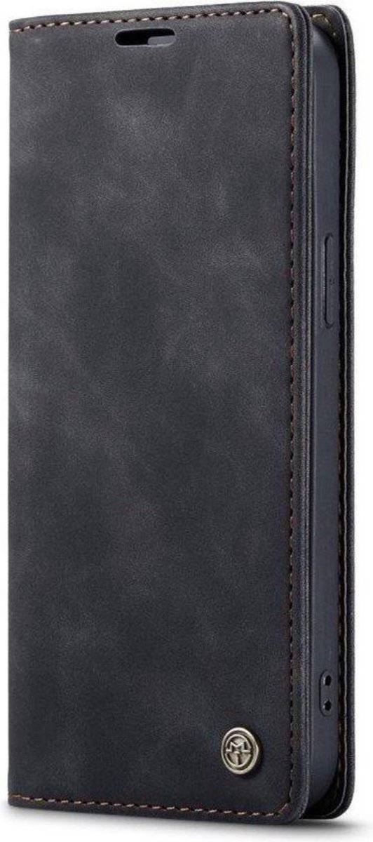 CaseMe Bookcase Pasjeshouder Hoesje iPhone 12 Pro Max Zwart - Telefoonhoesje - Smartphonehoesje - Zonder Screen Protector