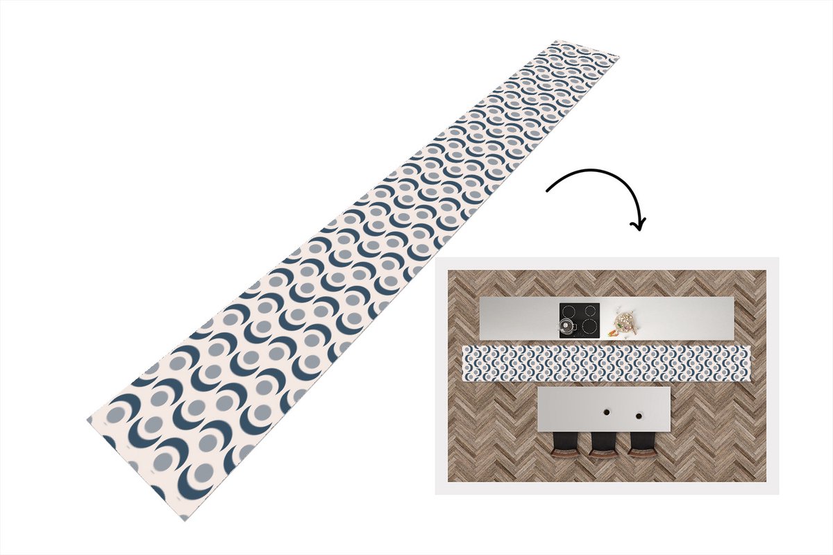 Keukenloper - Keukenmat - Maan - Design - Cirkel - 400x50 cm - Keuken vloerkleed