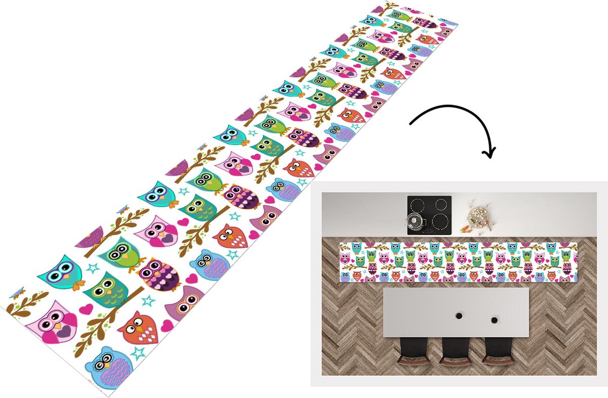 KitchenYeah Keukenloper - Keukenmat - Design - Uilen - Dieren - Keuken vloerkleed Multicolor