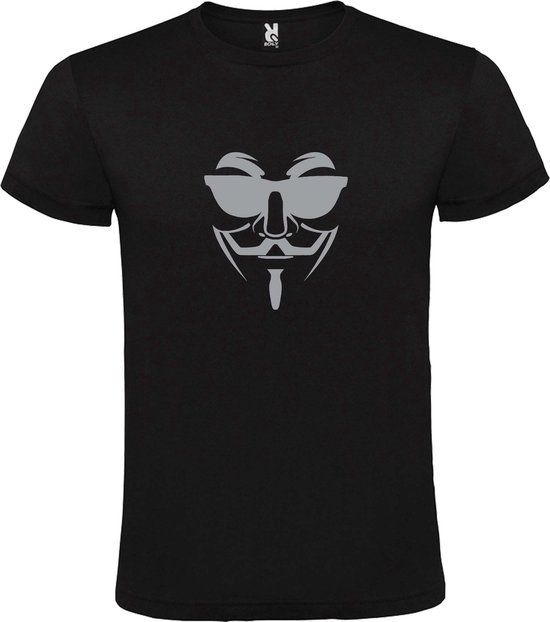 Zwart T shirt met print van " Vendetta " print Zilver size XXXXXL