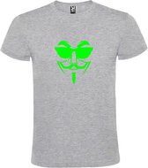 Grijs T shirt met print van " Vendetta " print Neon Groen size XXL