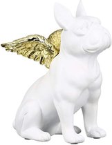 Sculptuur - Beeld - "Flying Bulli" - Wit - Decoratief Figuur - Hond - 12 cm x 9 cm x 16 cm